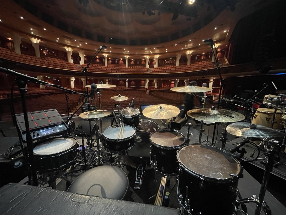 View from behind the kit, theater stage